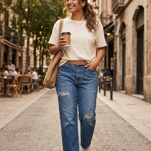 Banana Republic Distressed Boyfriend Jeans in Blue Denim